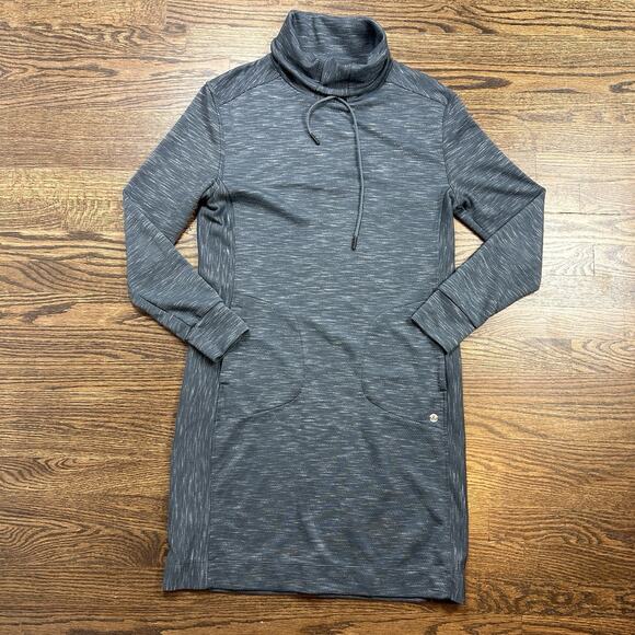 prAna Dresses & Skirts - PrAna Sunrise Dress Womens Medium Gray Cowl Neck Long Sleeve Pockets Knit Casual